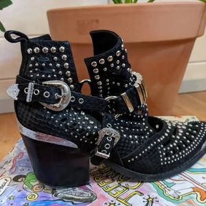 Jeffrey Campbell Black Western Booties